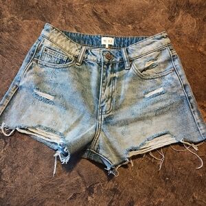 Light Blue Distressed Jean Shorts